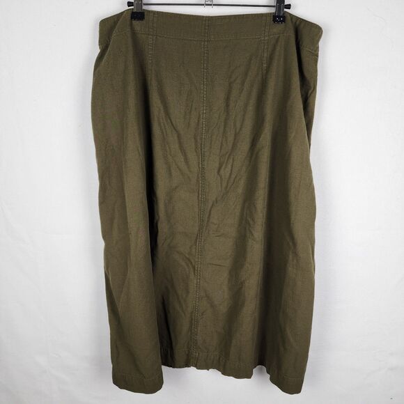 Olive Button-Front Midi Skirt - Picture 2 of 6